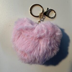 Pink Fluffy Heart Bag Charm/Keychain
